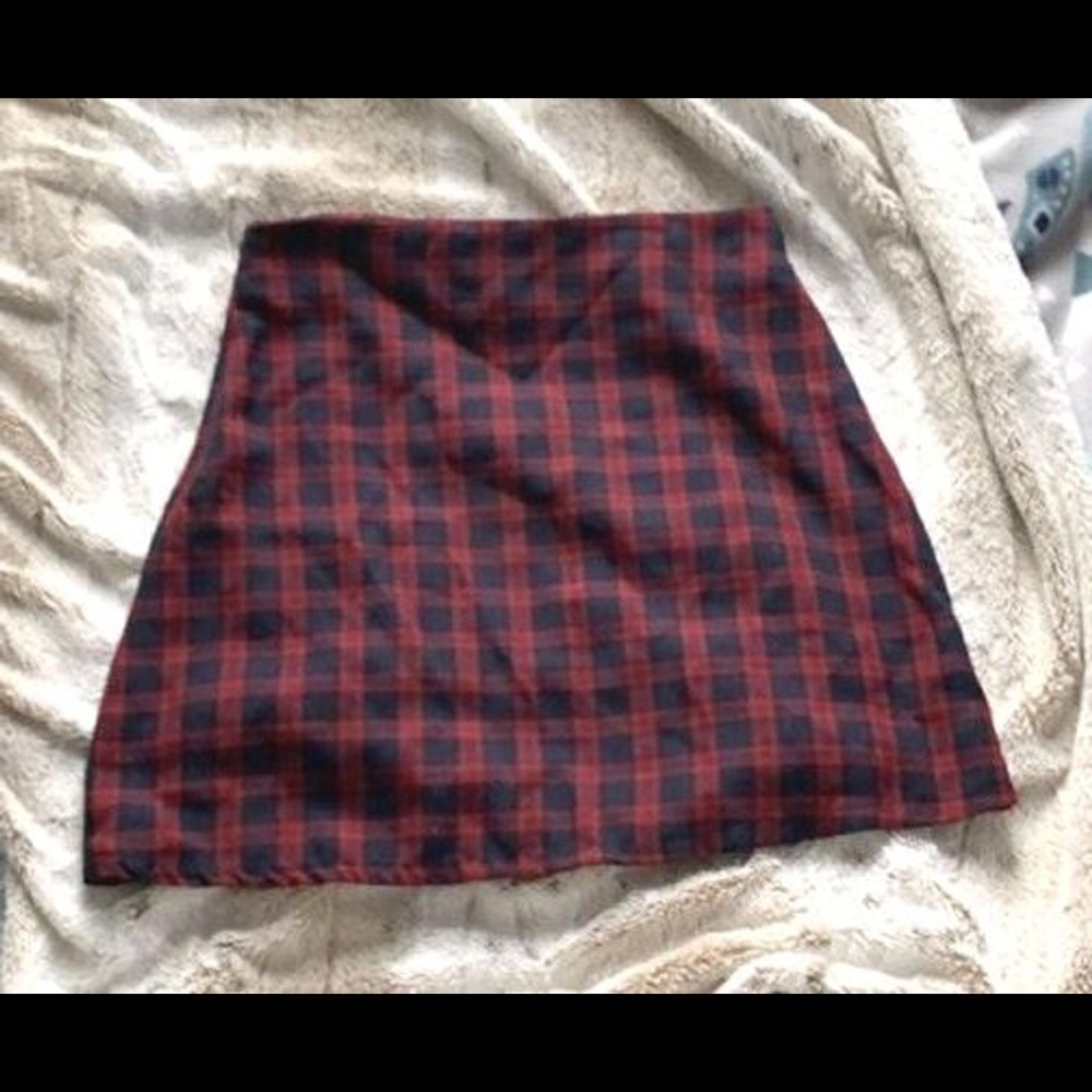 Boohoo Red Plaid Mini Skirt